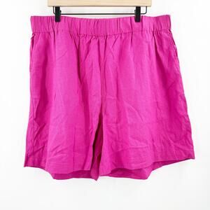 Ellos Shorts Size 22 Linen Blend NEW Blend Fuchsia Pink Pull On Plus Curvy NWOT